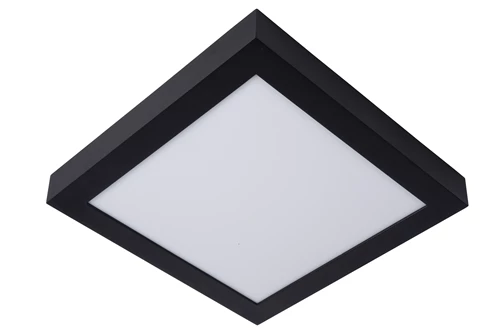 Lucide BRICE-LED - Flush ceiling light Bathroom - LED Dim. - 1x30W 3000K - IP44 - Black - turned off